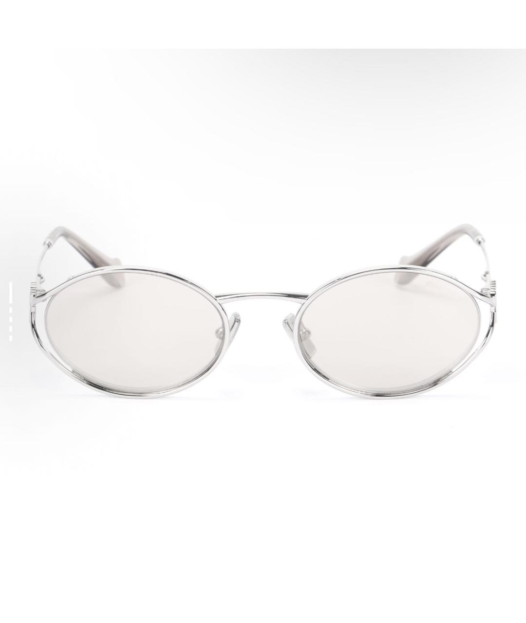 MIU MIU Белые металлические солнцезащитные очки, фото 5