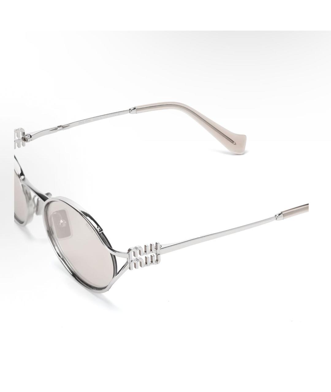 MIU MIU Белые металлические солнцезащитные очки, фото 3