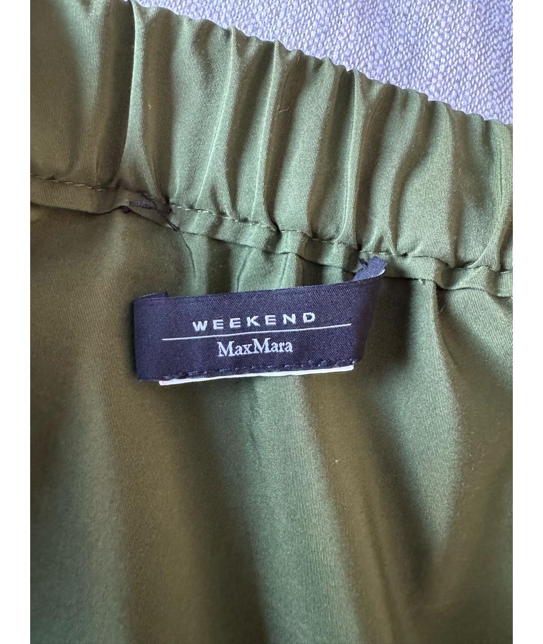 WEEKEND MAX MARA Зеленая хлопковая юбка миди, фото 4
