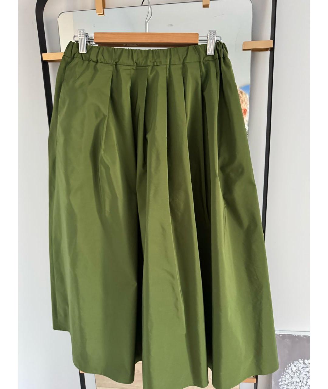 WEEKEND MAX MARA Зеленая хлопковая юбка миди, фото 5