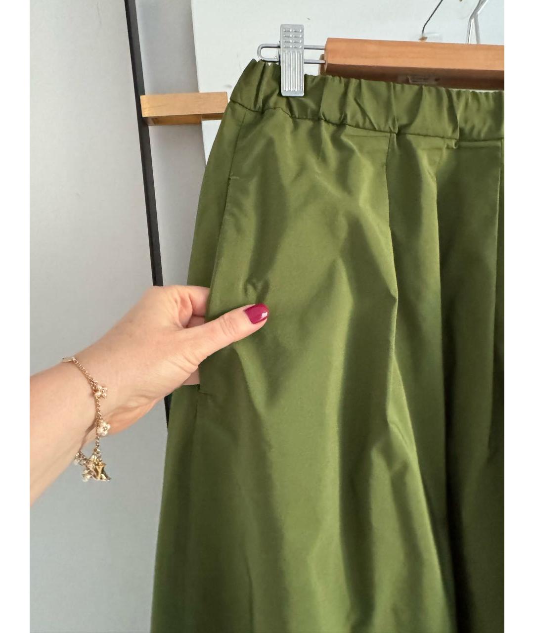WEEKEND MAX MARA Зеленая хлопковая юбка миди, фото 2