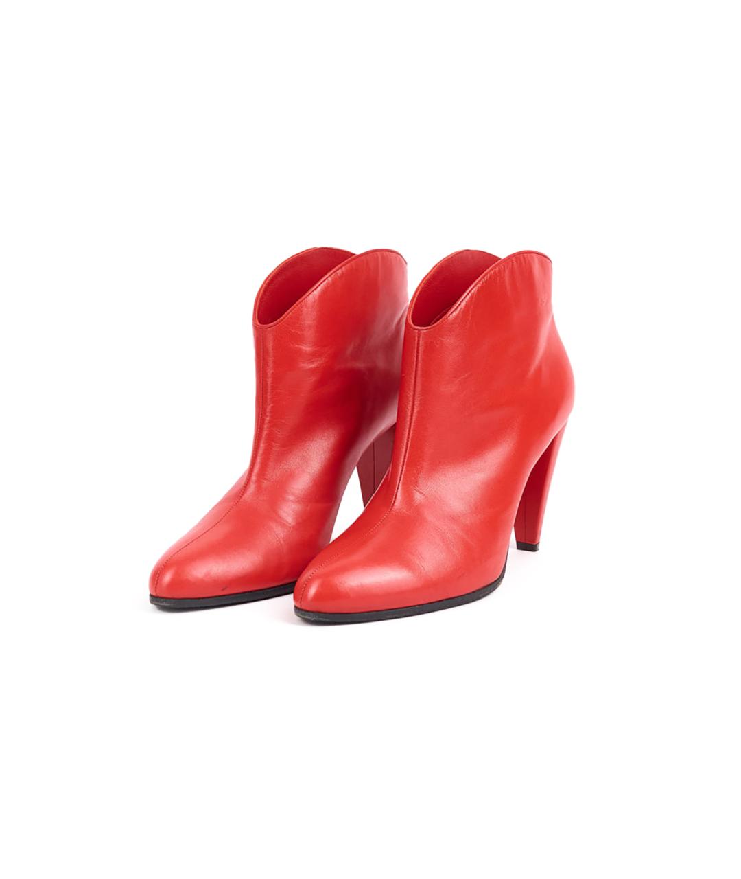 CELINE Красные кожаные ботильоны, фото 5