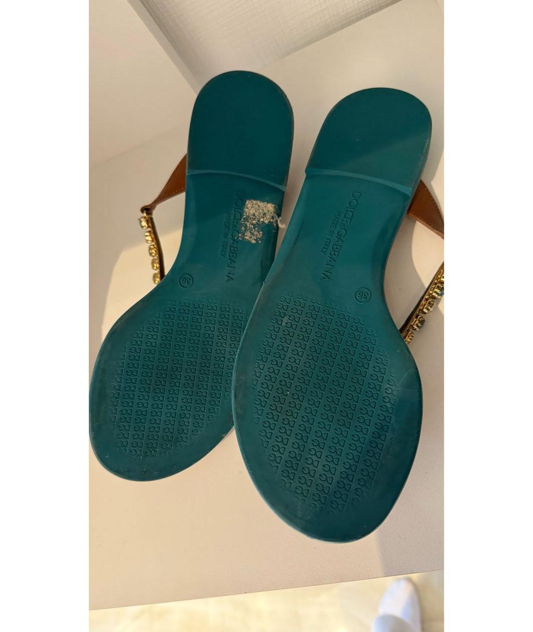 DOLCE&GABBANA Голубые кожаные шлепанцы, фото 3