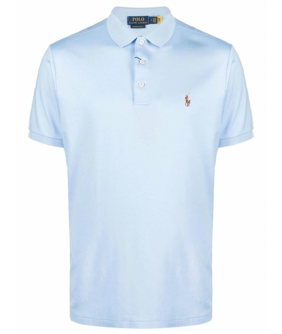 POLO RALPH LAUREN Голубое хлопковое поло с коротким рукавом, фото 1