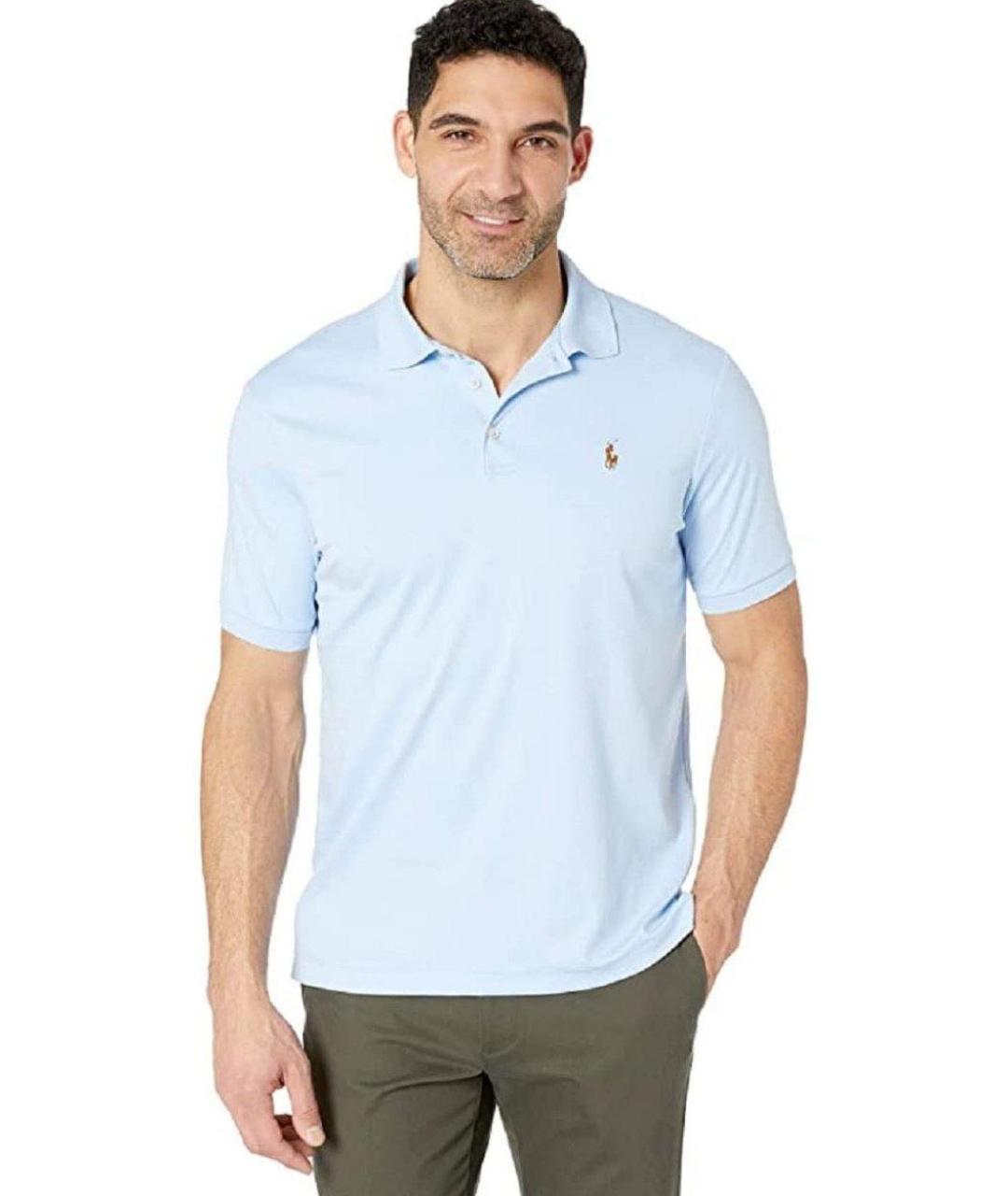 POLO RALPH LAUREN Голубое хлопковое поло с коротким рукавом, фото 3