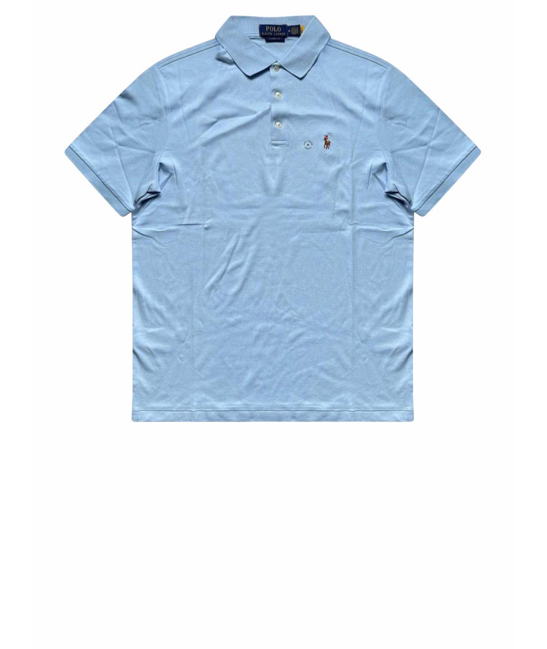 POLO RALPH LAUREN Голубое хлопковое поло с коротким рукавом, фото 1