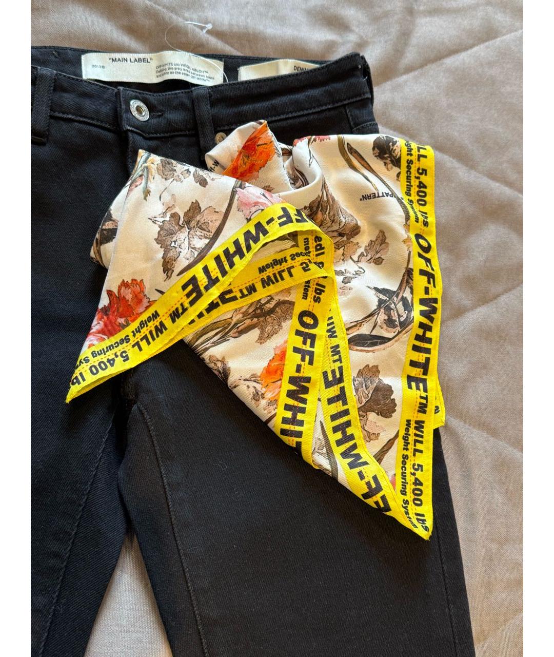 OFF-WHITE Черные хлопко-эластановые джинсы слим, фото 6