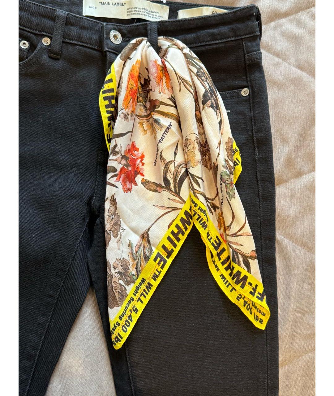 OFF-WHITE Черные хлопко-эластановые джинсы слим, фото 5