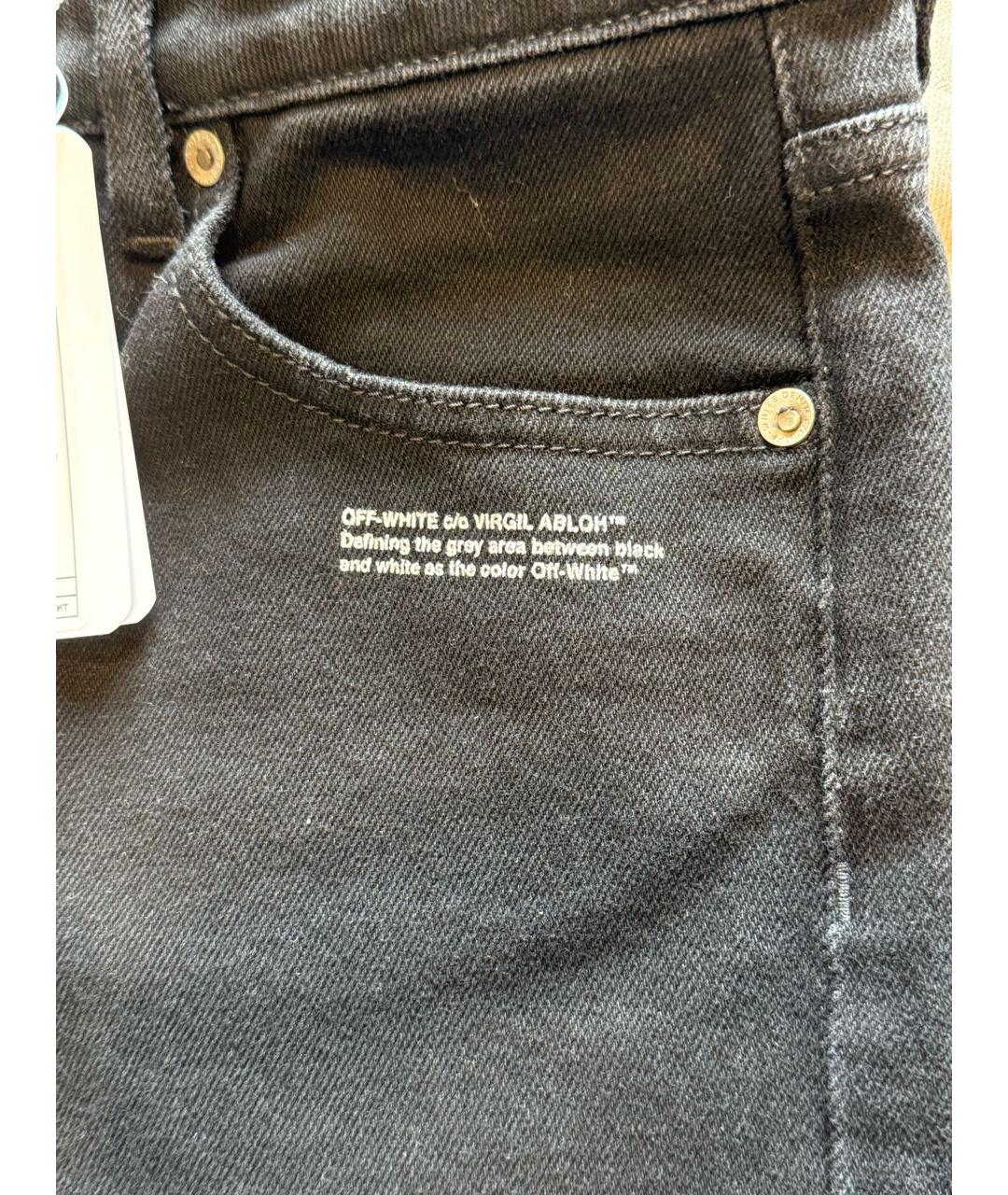 OFF-WHITE Черные хлопко-эластановые джинсы слим, фото 4