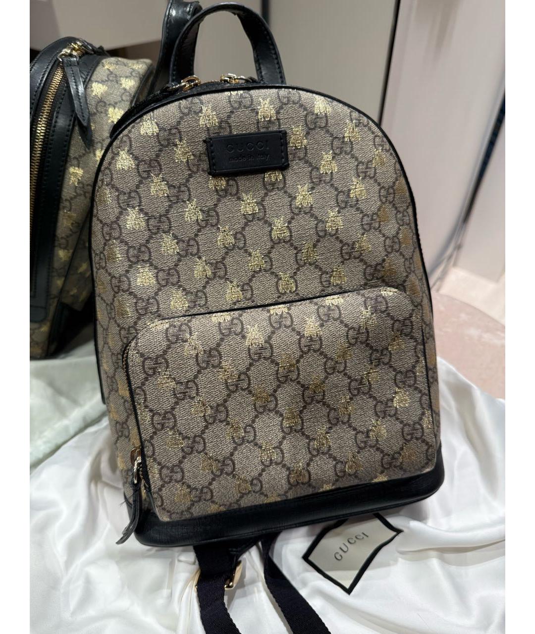 GUCCI Бежевый жаккардовый рюкзак, фото 2