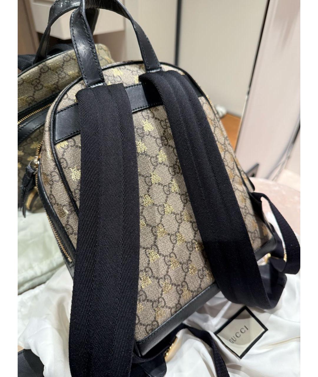GUCCI Бежевый жаккардовый рюкзак, фото 3