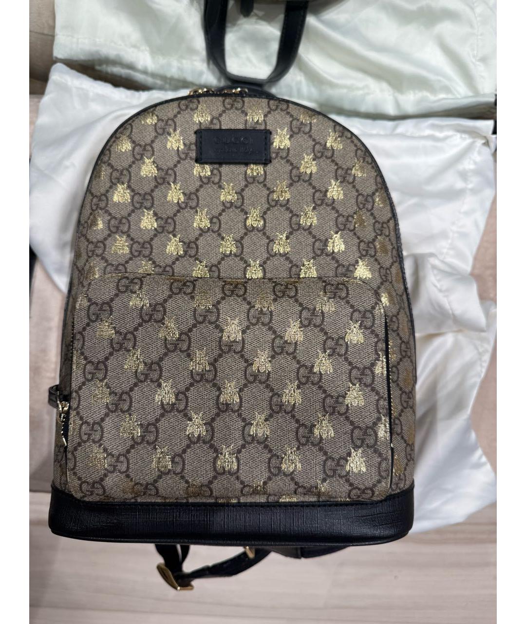 GUCCI Бежевый жаккардовый рюкзак, фото 5
