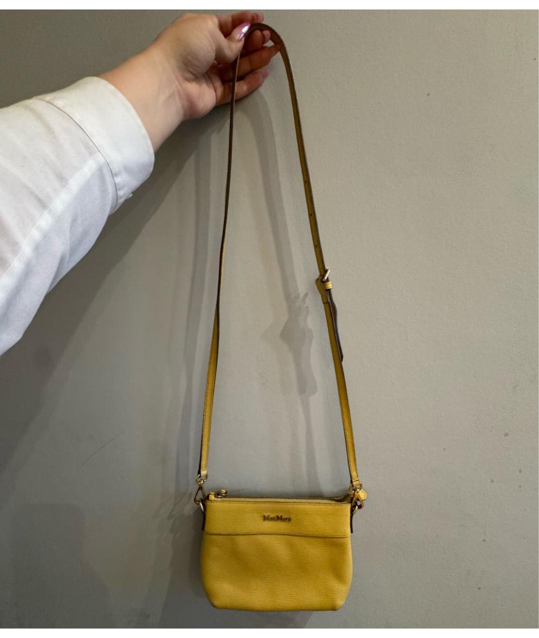 MAX MARA Горчичная кожаная сумка через плечо, фото 3