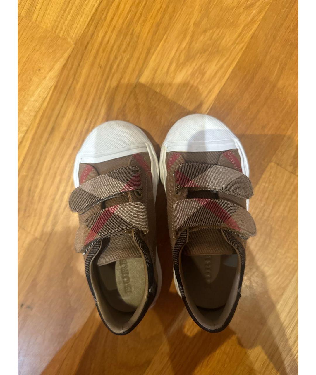BURBERRY KIDS Бежевые кожаные кеды, фото 3