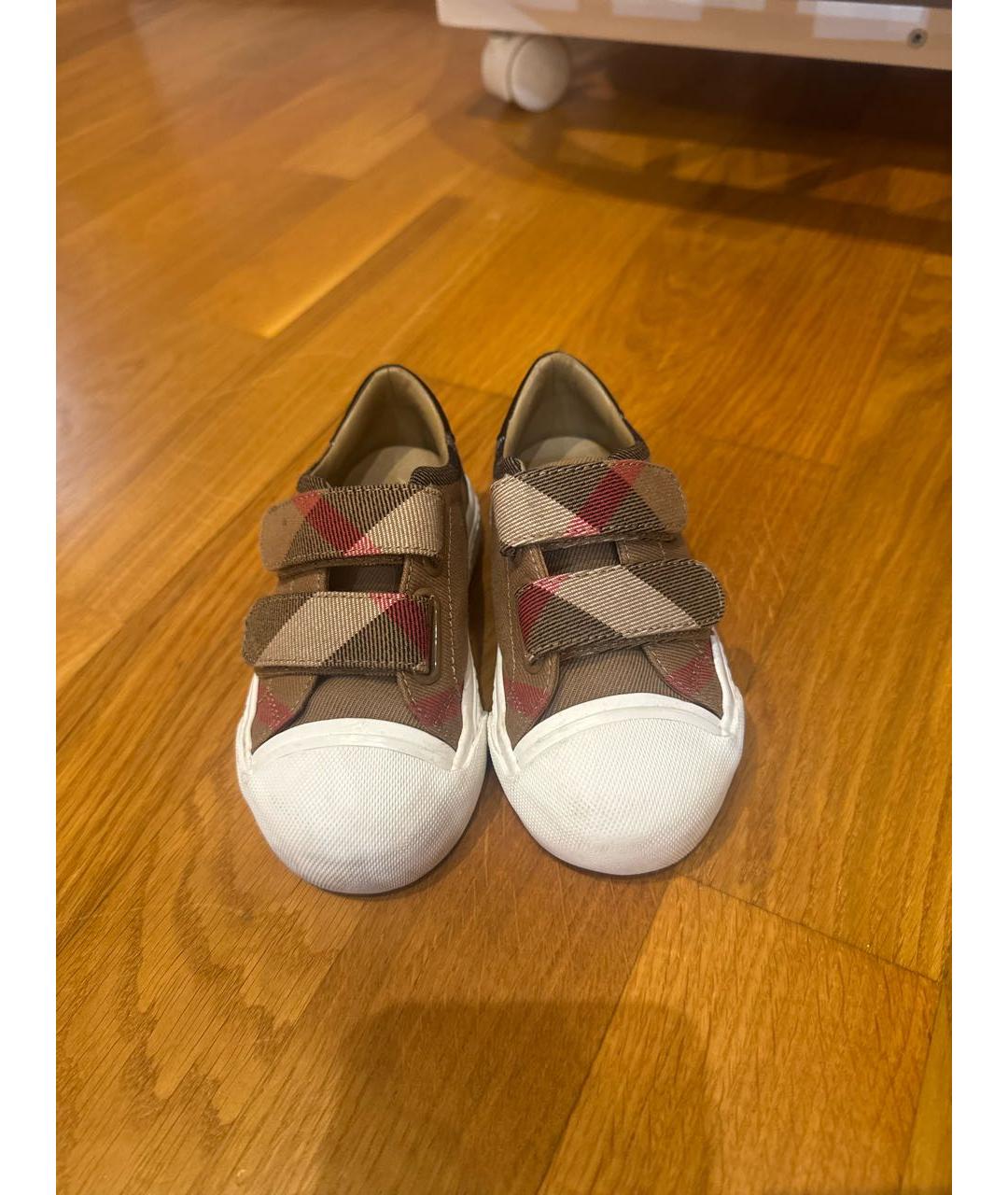 BURBERRY KIDS Бежевые кожаные кеды, фото 2