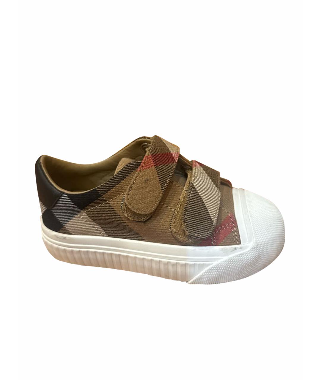 BURBERRY KIDS Бежевые кожаные кеды, фото 1