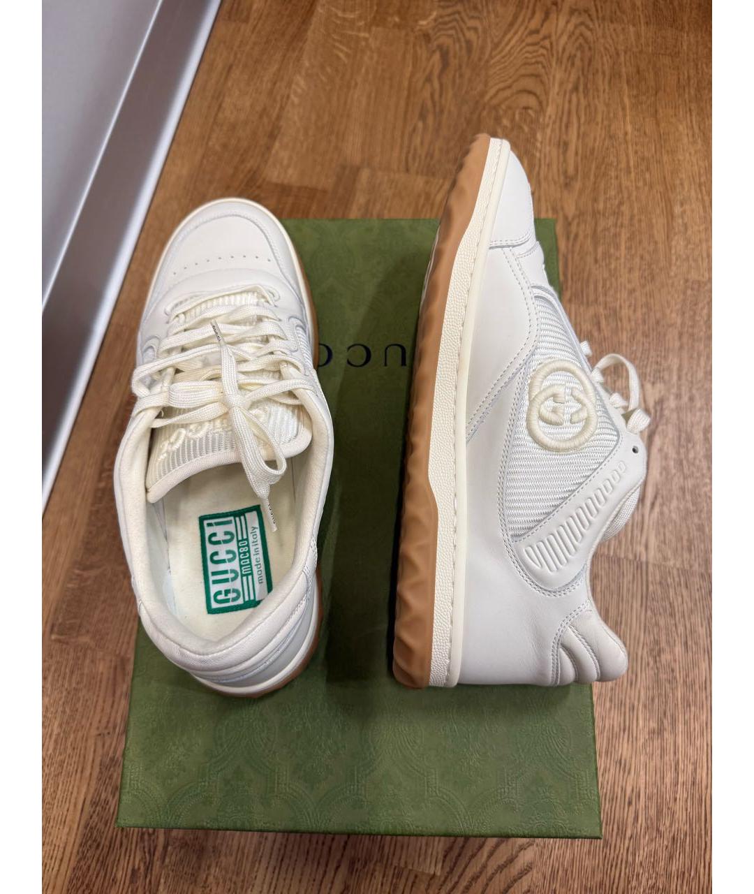 GUCCI Белые кожаные низкие кроссовки / кеды, фото 3
