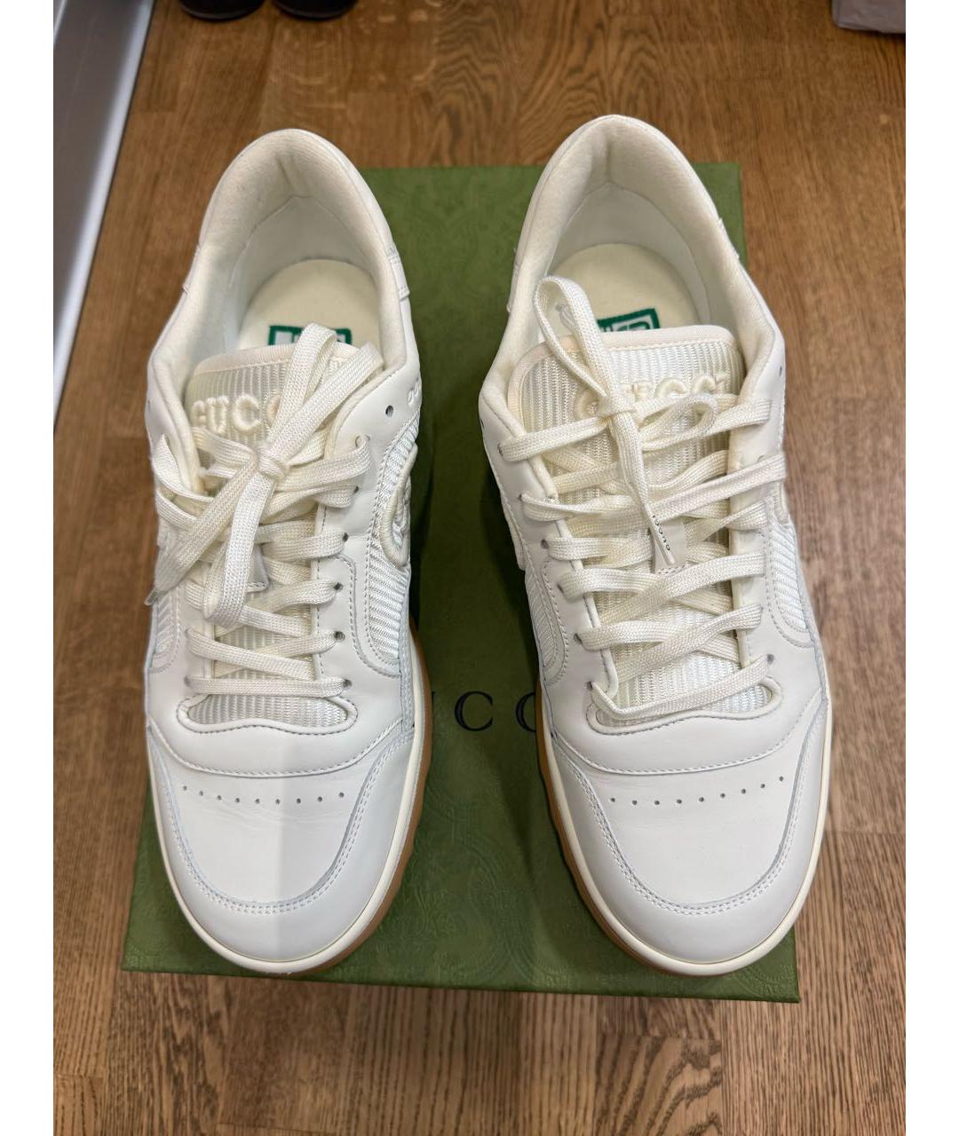 GUCCI Белые кожаные низкие кроссовки / кеды, фото 2
