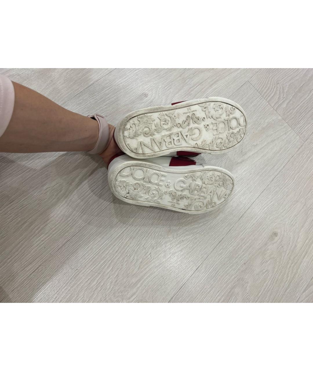 DOLCE & GABBANA KIDS Белые кожаные кеды, фото 5