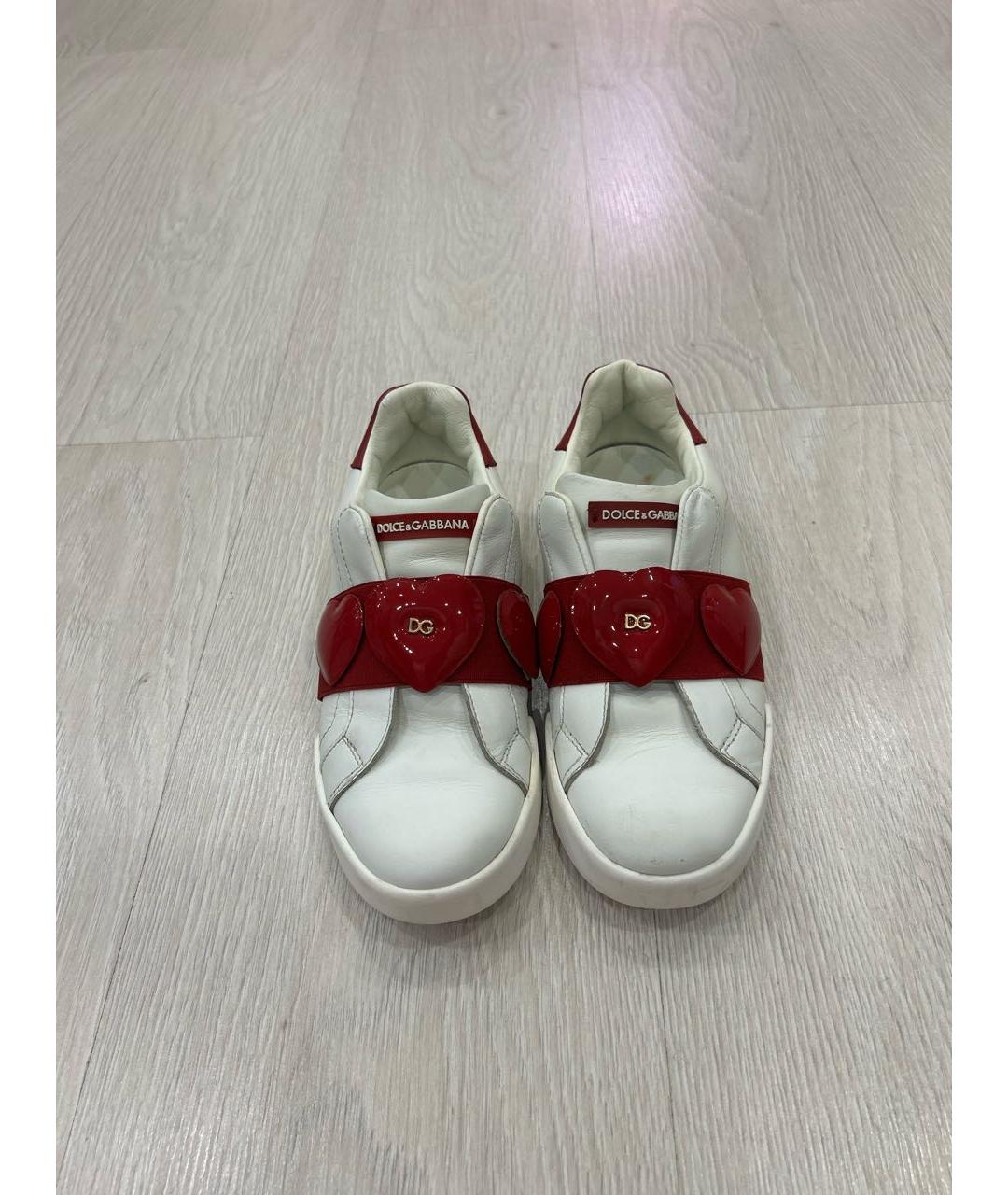 DOLCE & GABBANA KIDS Белые кожаные кеды, фото 2