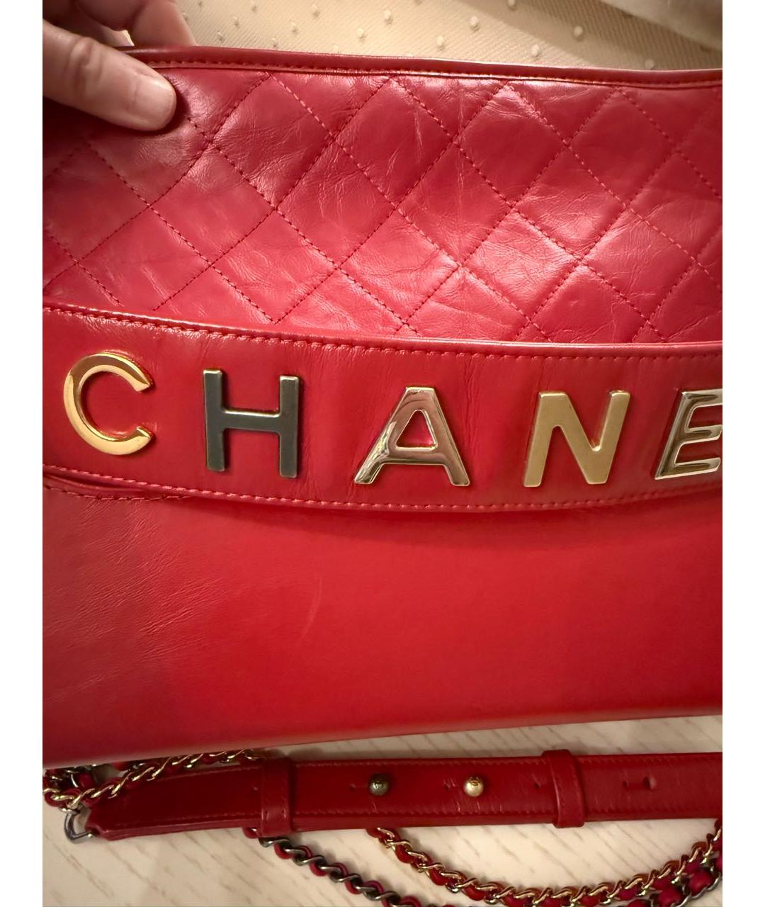 CHANEL Красная кожаная сумка через плечо, фото 6