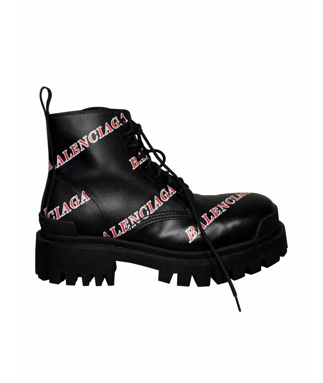 BALENCIAGA Черные кожаные высокие ботинки, фото 1