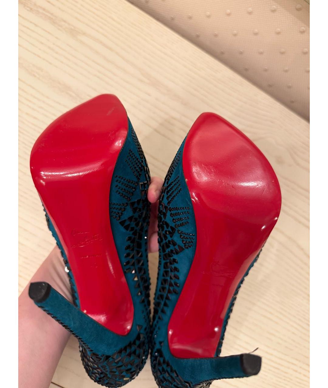 CHRISTIAN LOUBOUTIN Зеленые замшевые туфли, фото 5
