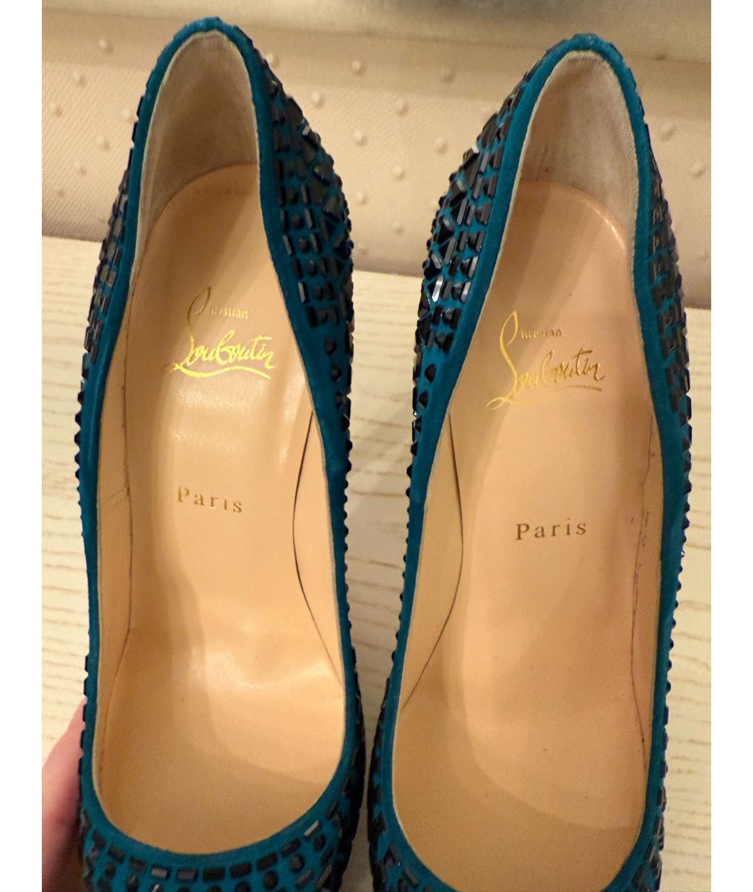 CHRISTIAN LOUBOUTIN Зеленые замшевые туфли, фото 8