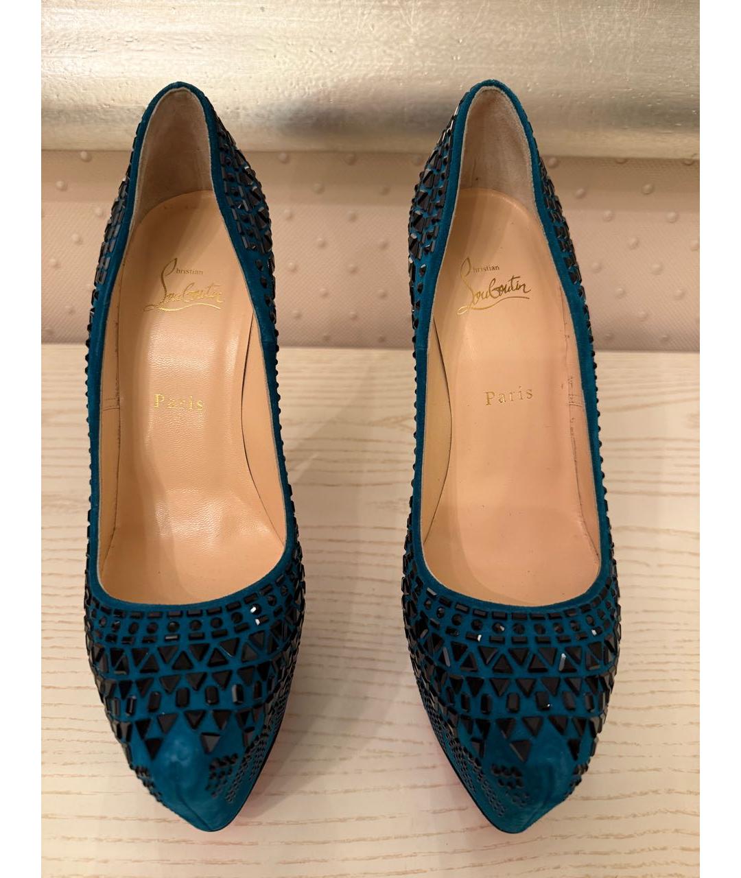 CHRISTIAN LOUBOUTIN Зеленые замшевые туфли, фото 3