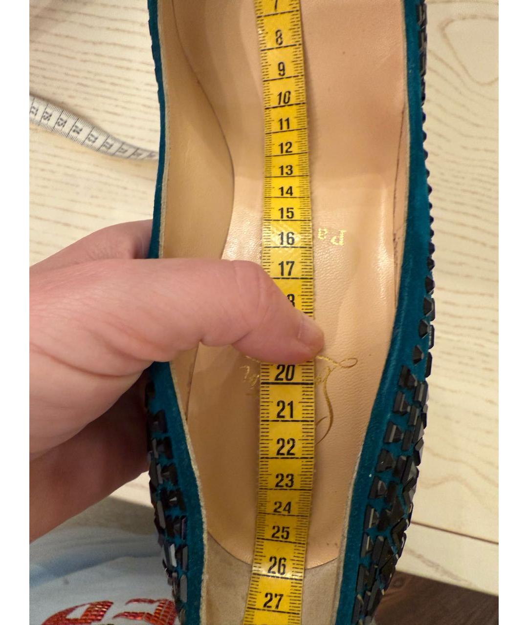 CHRISTIAN LOUBOUTIN Зеленые замшевые туфли, фото 9