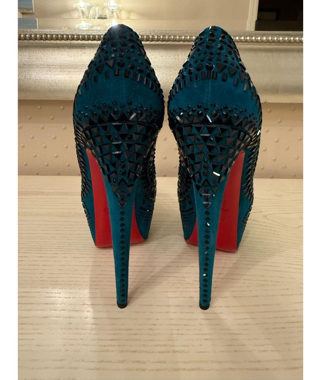 CHRISTIAN LOUBOUTIN Зеленые замшевые туфли, фото 6