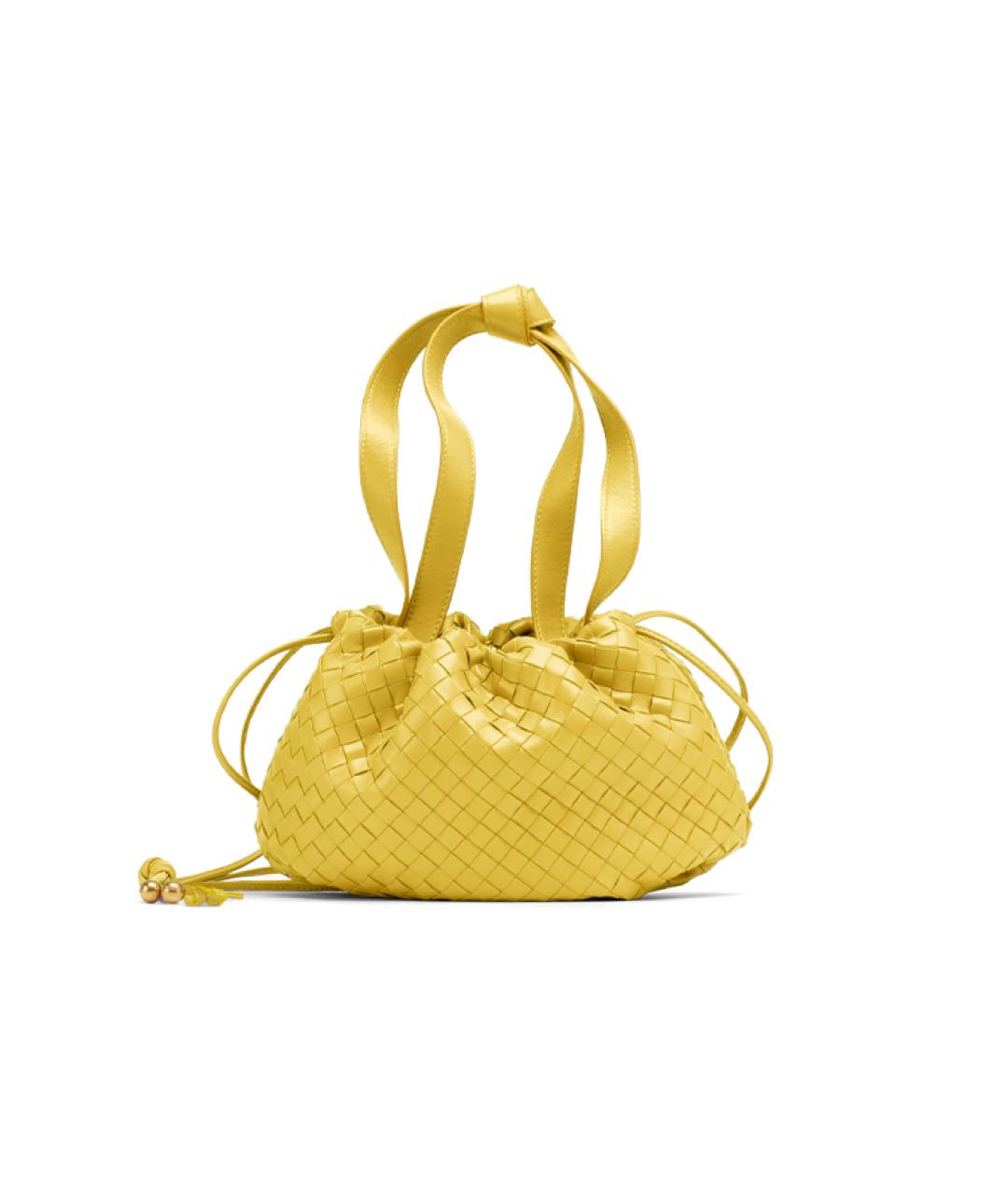 BOTTEGA VENETA Желтая кожаная сумка с короткими ручками, фото 1