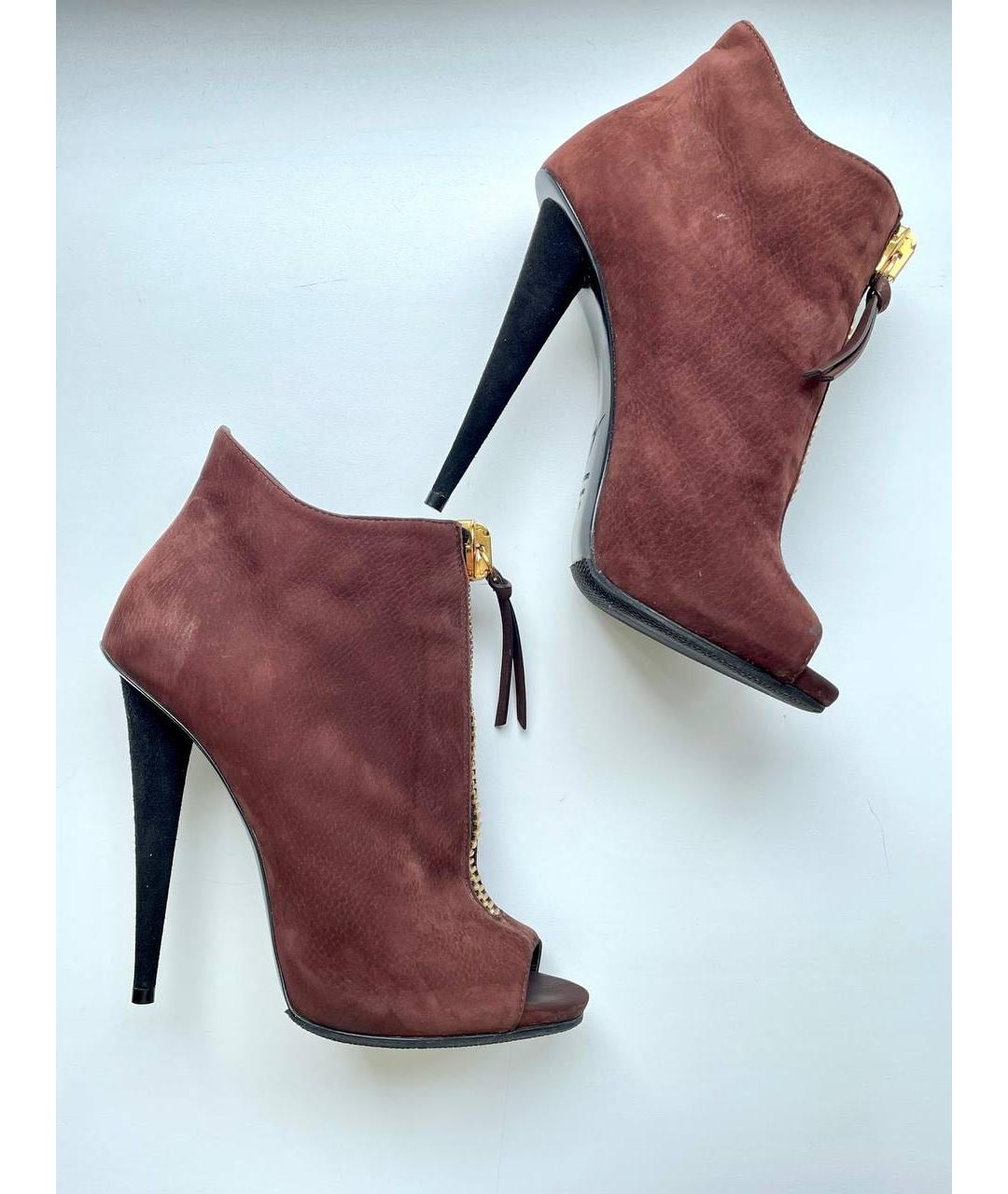 GIUSEPPE ZANOTTI DESIGN Коричневые нубуковые ботильоны, фото 5