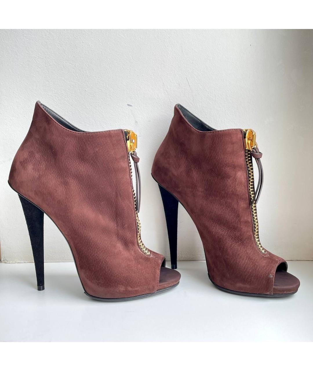 GIUSEPPE ZANOTTI DESIGN Коричневые нубуковые ботильоны, фото 2