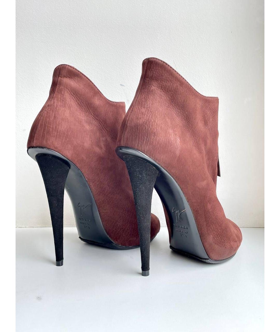 GIUSEPPE ZANOTTI DESIGN Коричневые нубуковые ботильоны, фото 4