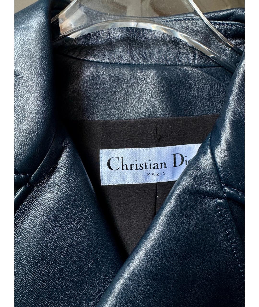 CHRISTIAN DIOR Темно-синяя кожаная куртка, фото 5