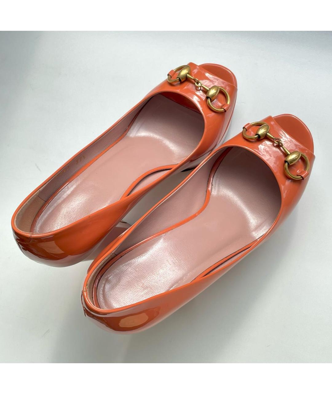 GUCCI Оранжевое туфли из лакированной кожи, фото 7