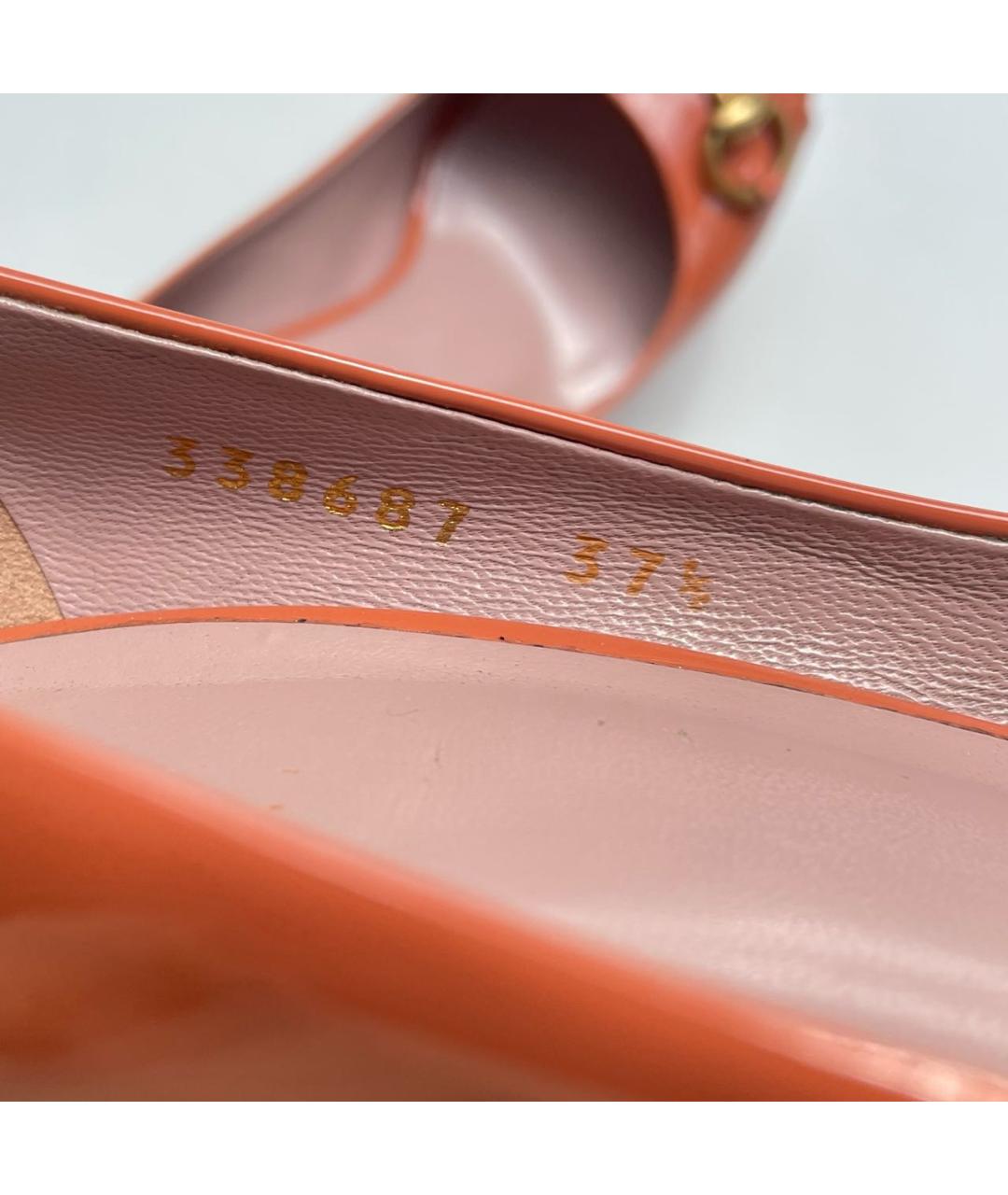 GUCCI Оранжевое туфли из лакированной кожи, фото 8