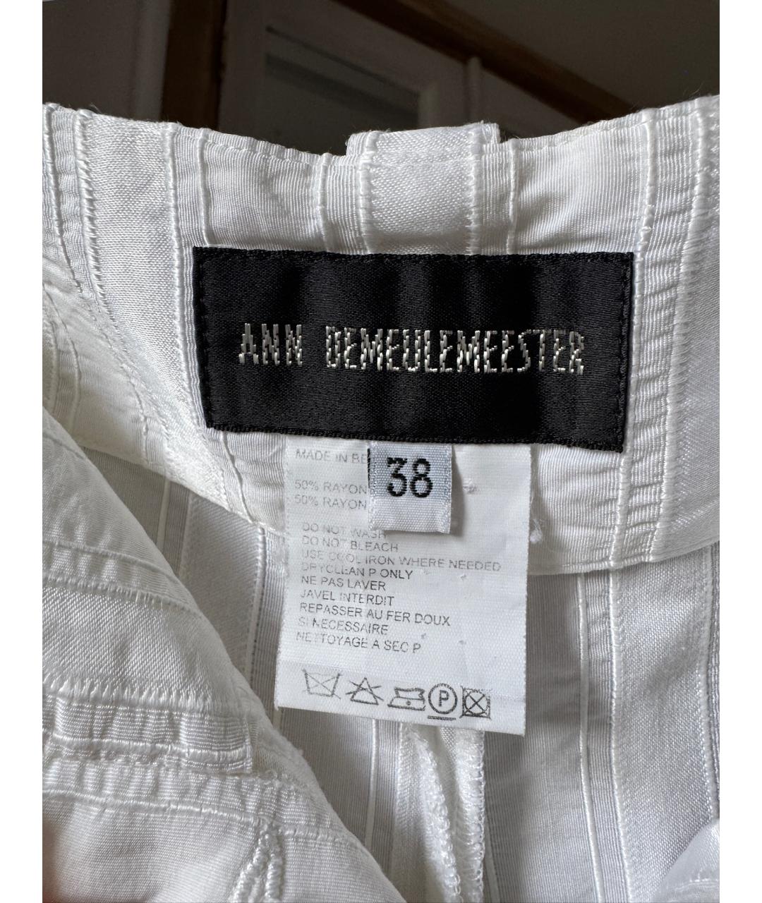 ANN DEMEULEMEESTER Белые вискозные брюки узкие, фото 6
