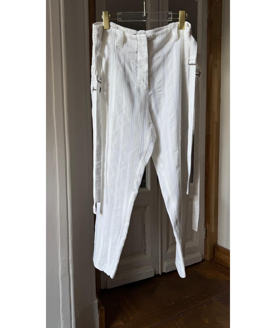 ANN DEMEULEMEESTER Белые вискозные брюки узкие, фото 8