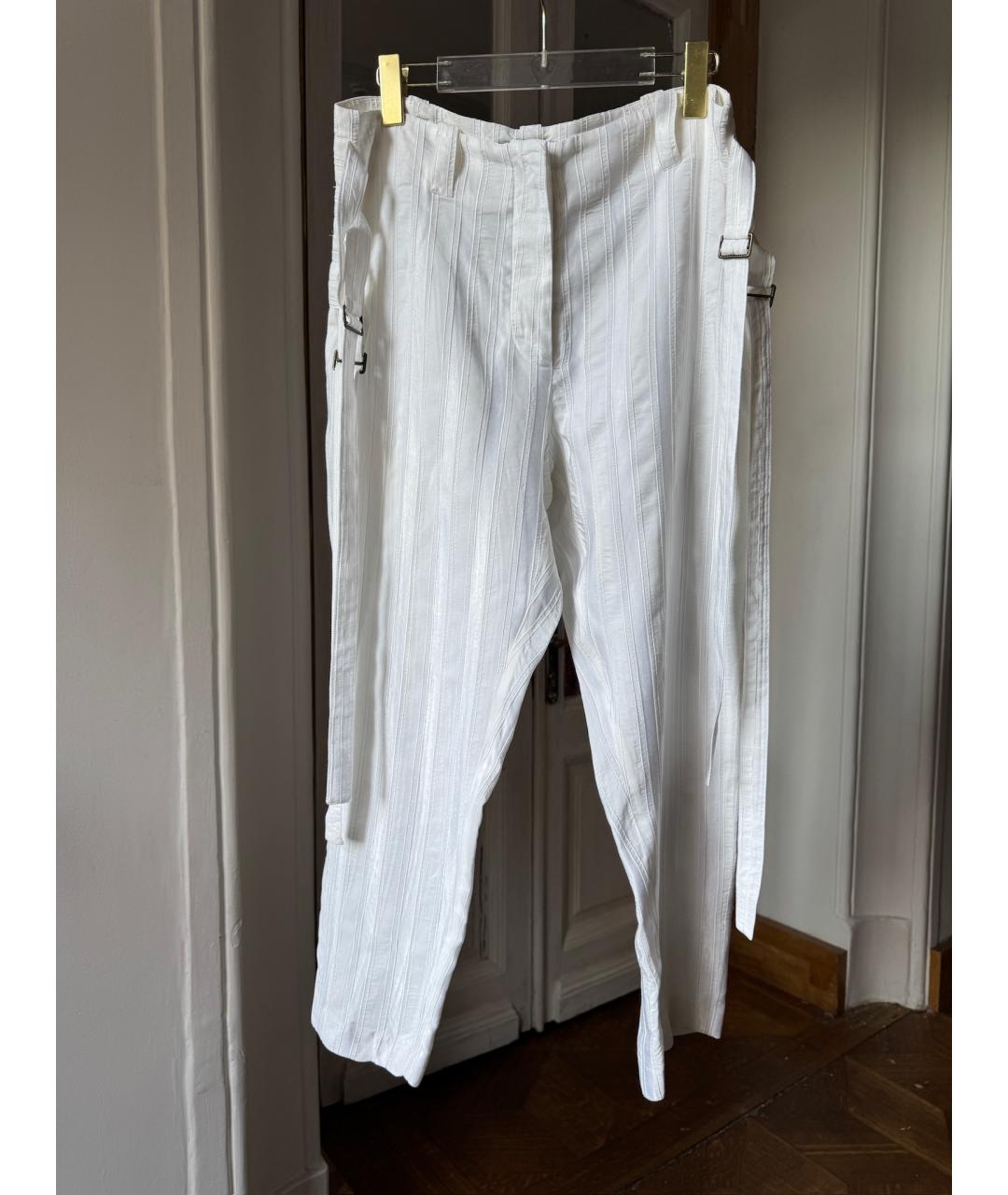 ANN DEMEULEMEESTER Белые вискозные брюки узкие, фото 2
