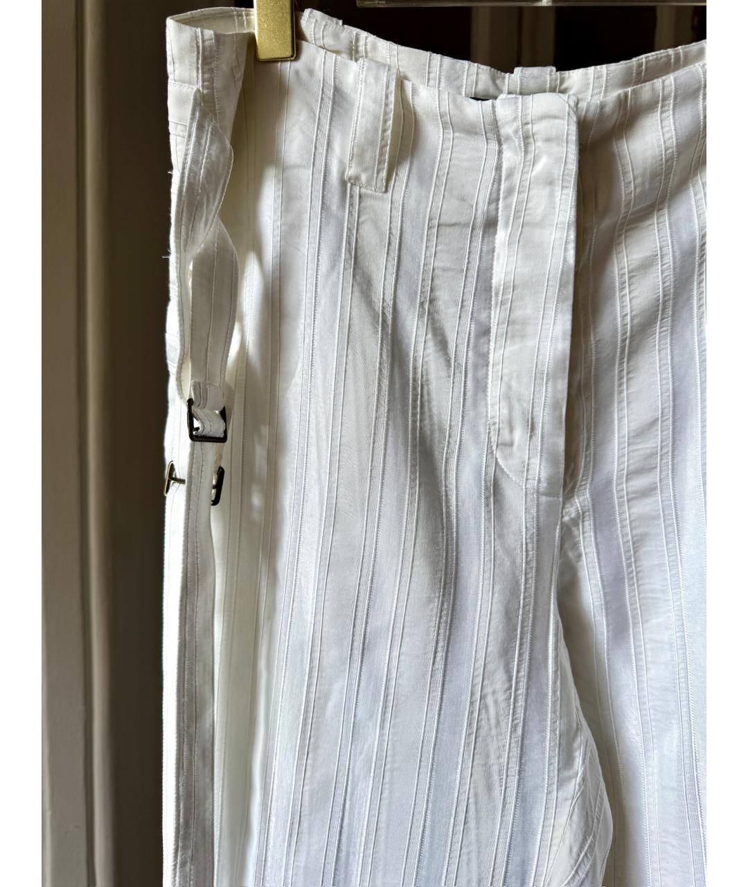 ANN DEMEULEMEESTER Белые вискозные брюки узкие, фото 4