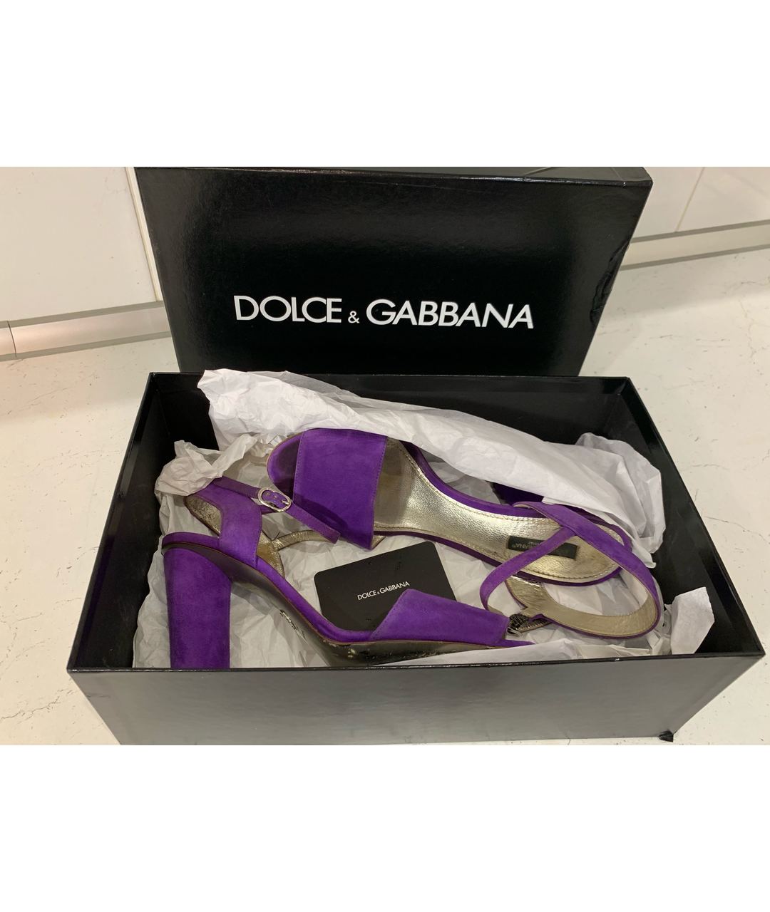 DOLCE&GABBANA Фиолетовые замшевые босоножки, фото 6