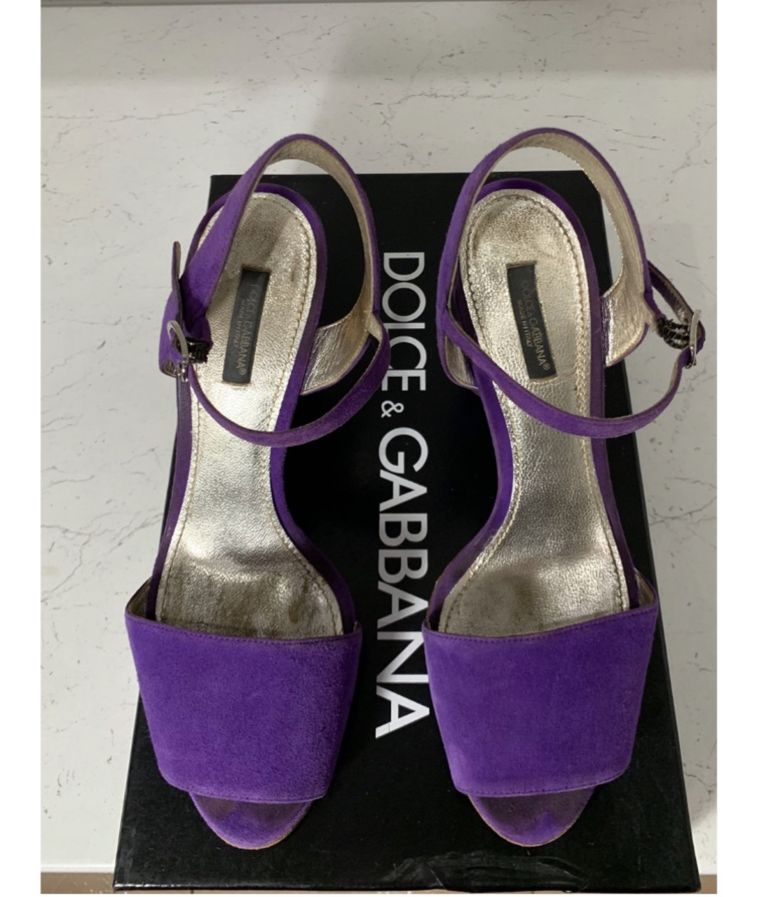 DOLCE&GABBANA Фиолетовые замшевые босоножки, фото 2