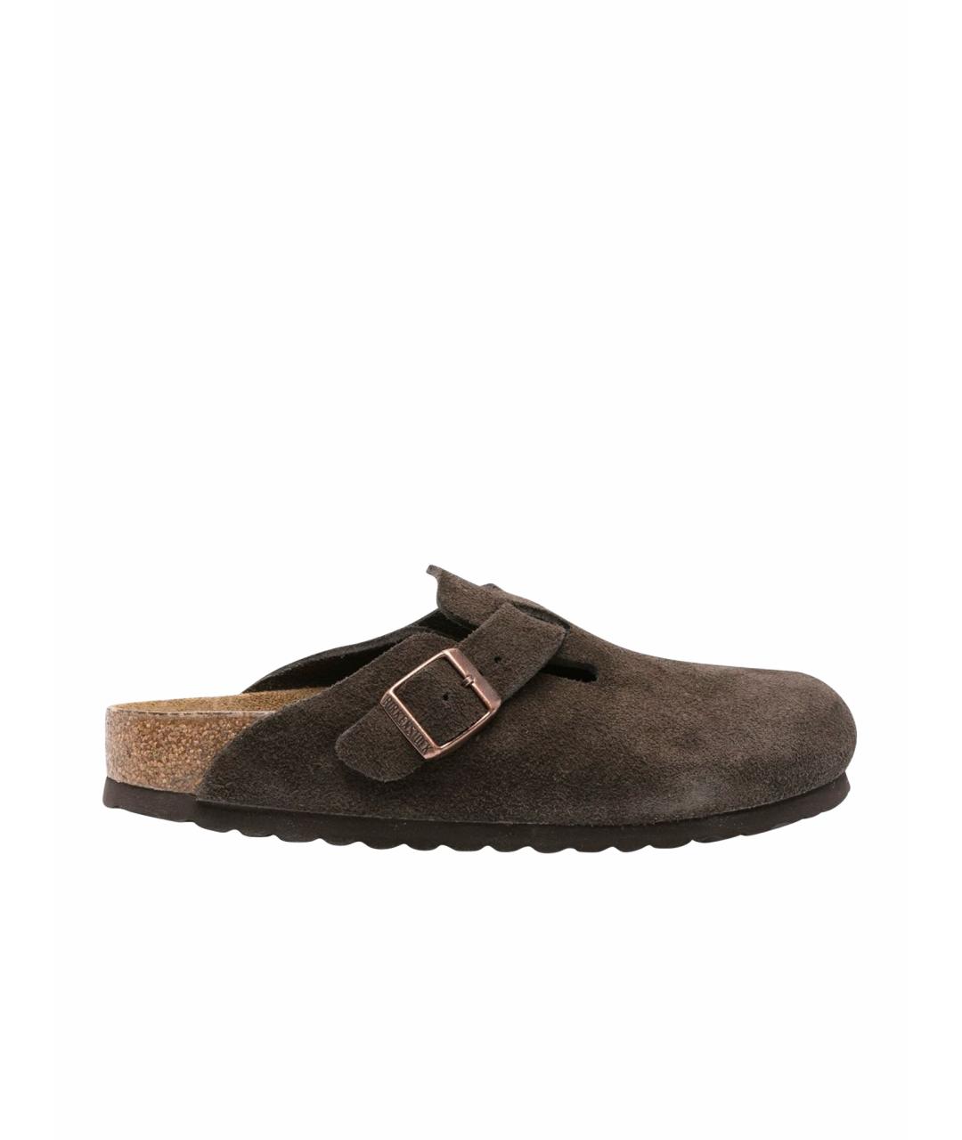 BIRKENSTOCK Коричневые замшевые сабо, фото 1