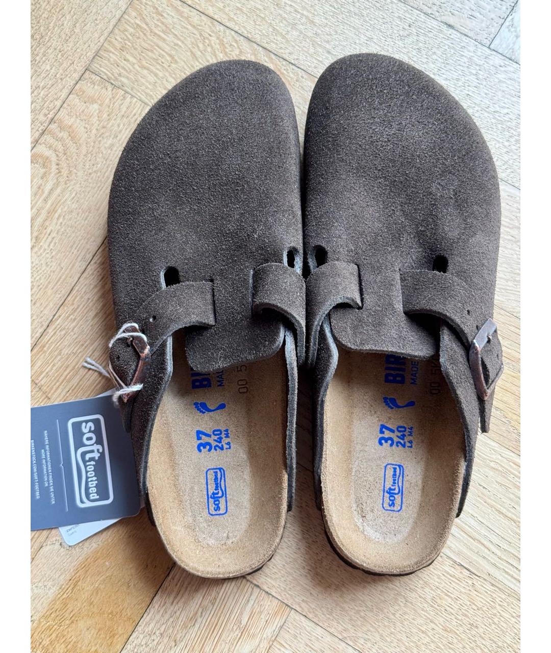 BIRKENSTOCK Коричневые замшевые сабо, фото 3