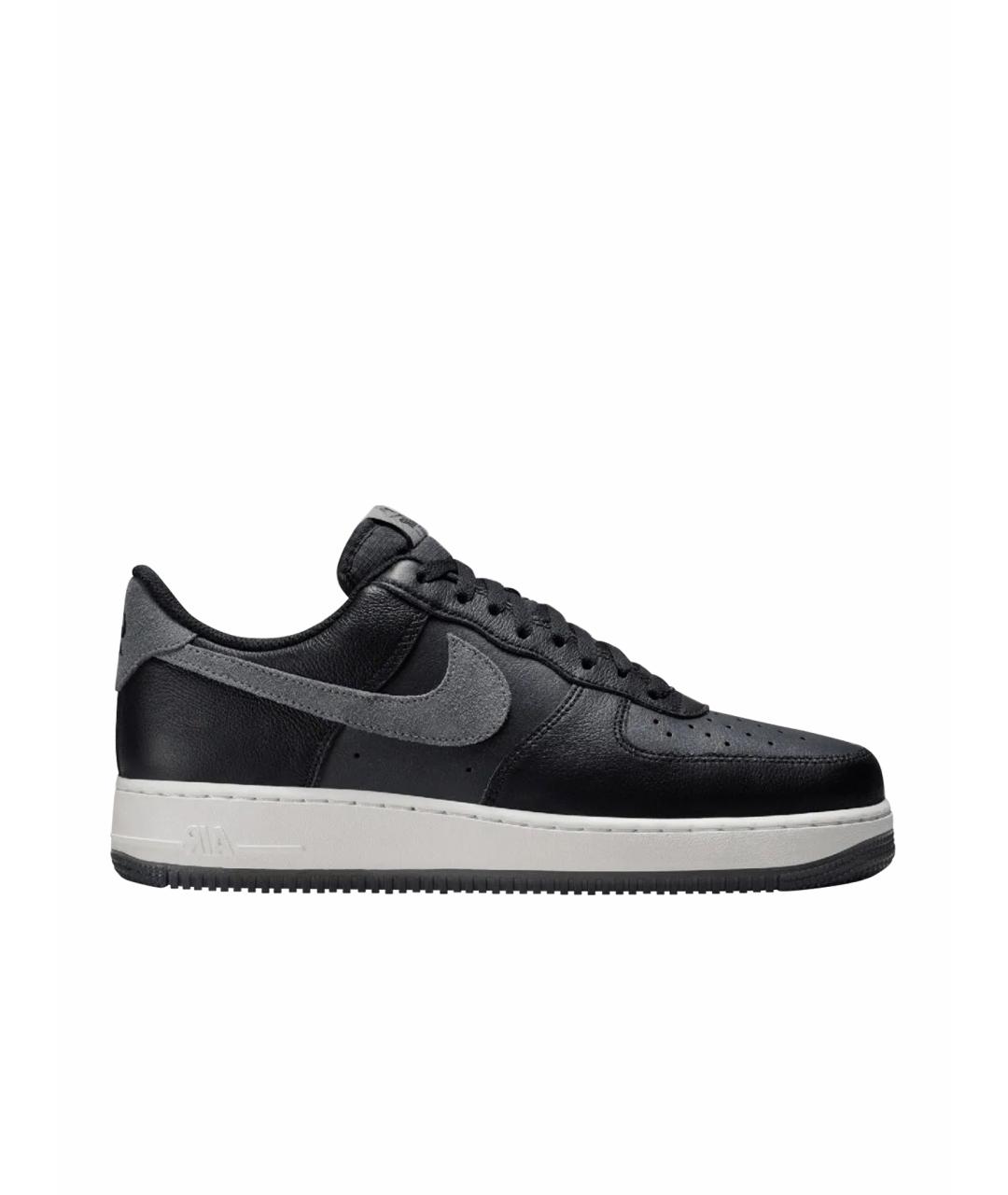 NIKE Антрацитовые кожаные низкие кроссовки / кеды, фото 1