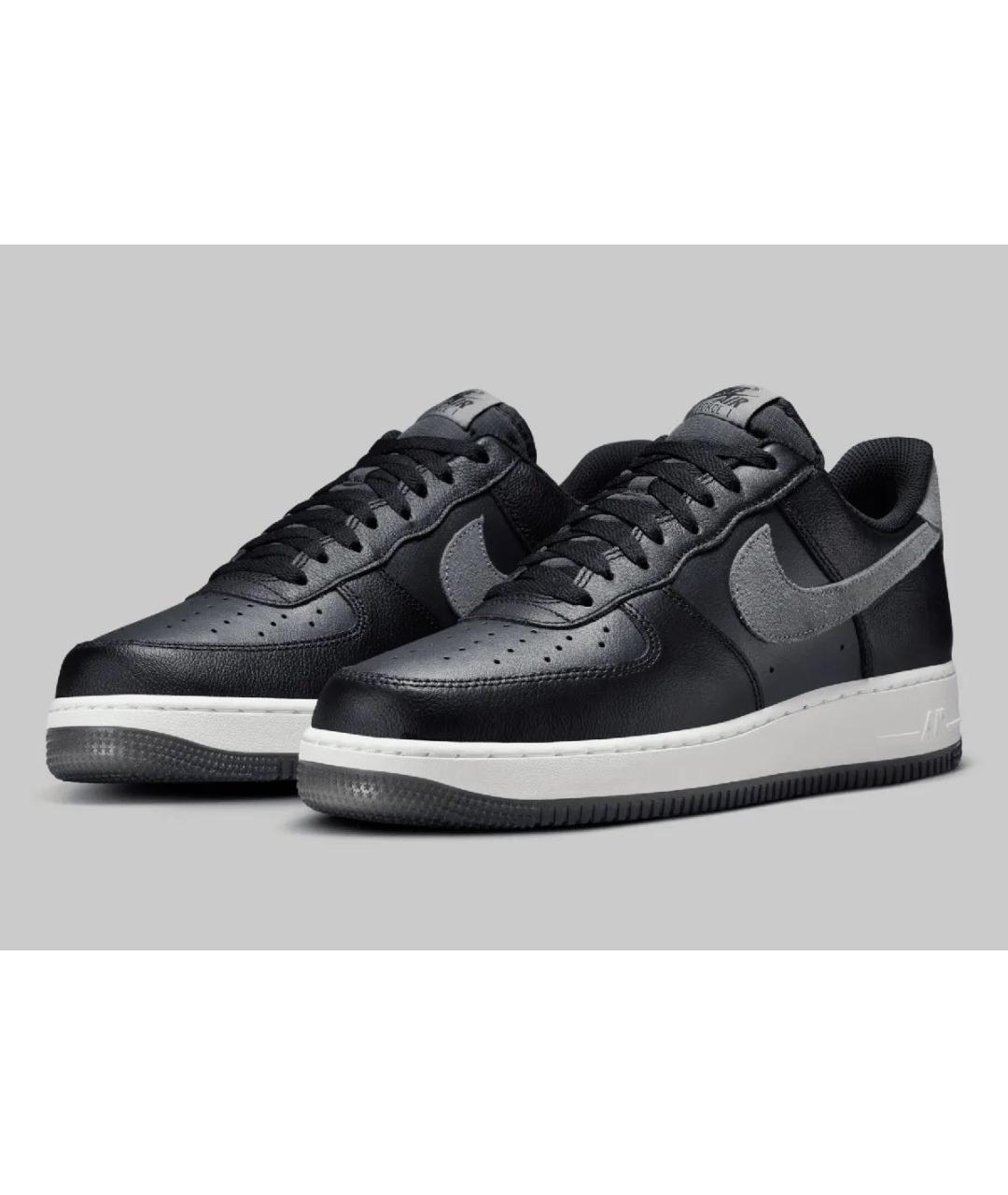 NIKE Антрацитовые кожаные низкие кроссовки / кеды, фото 3