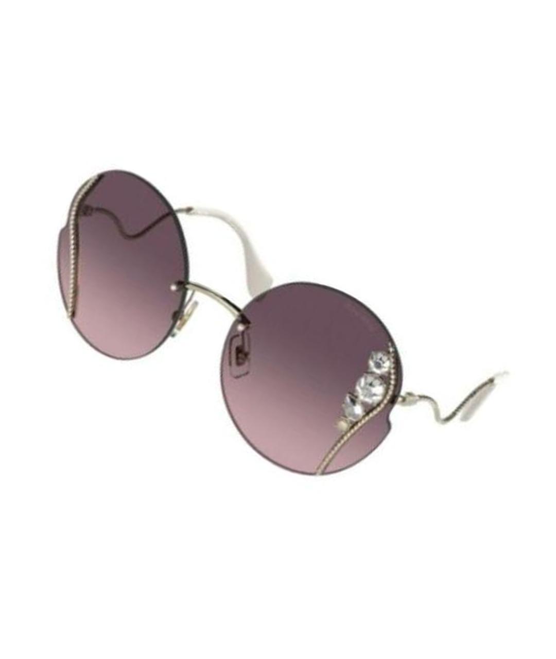MIU MIU Серебряные металлические солнцезащитные очки, фото 2