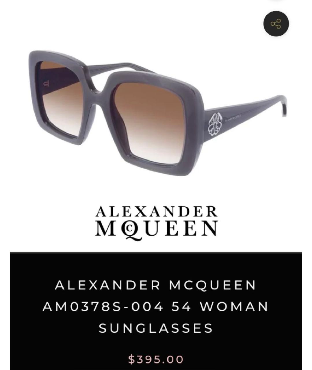 ALEXANDER MCQUEEN Серые пластиковые солнцезащитные очки, фото 3